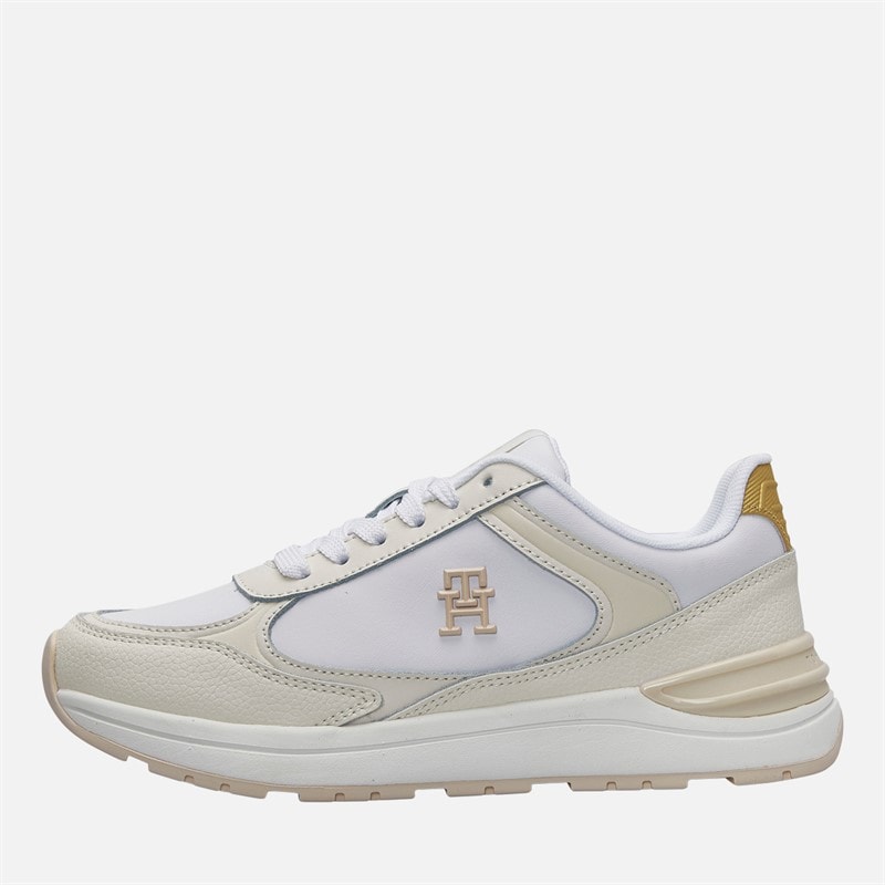 Tommy Hilfiger Womens Casual Fashion Runner Trainers White/Ivory Petal