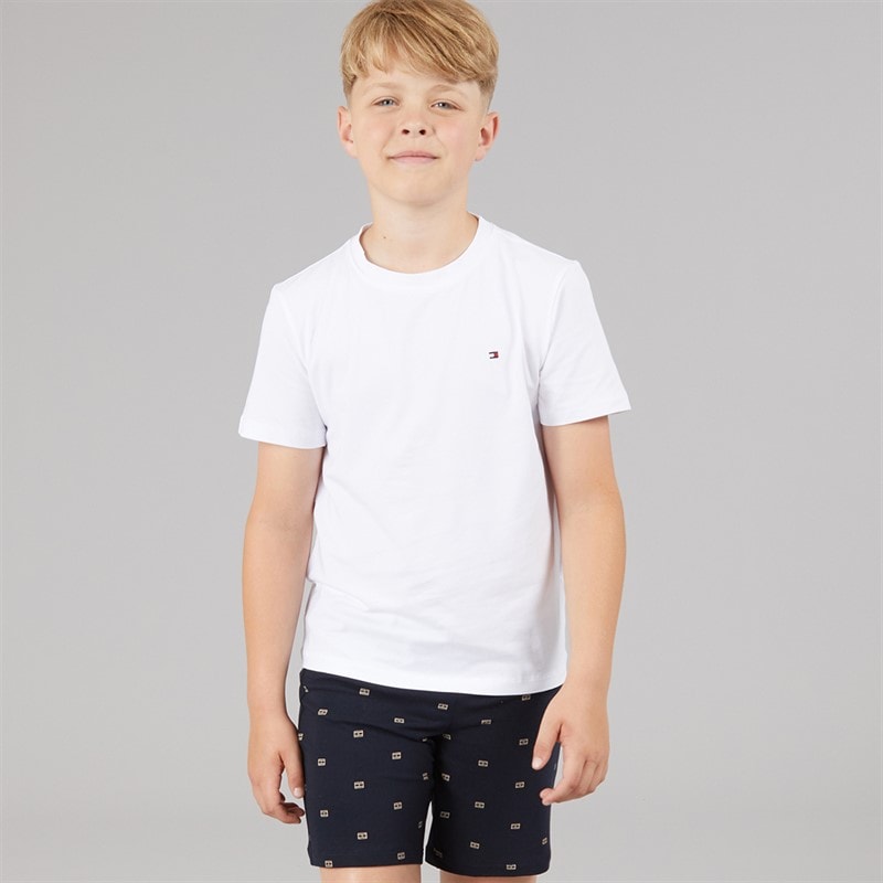 Tommy Hilfiger Boys Jersey Pyjamas White/Outline Flag Desert Sky