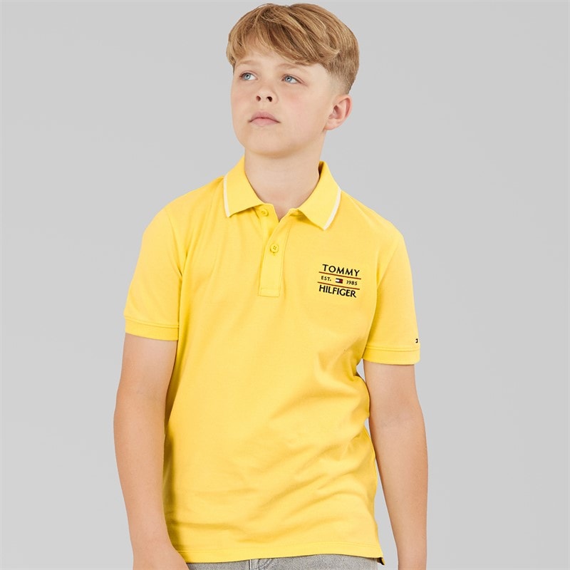 Tommy Hilfiger Boys Tommy Flag Polo Shirt Citronella