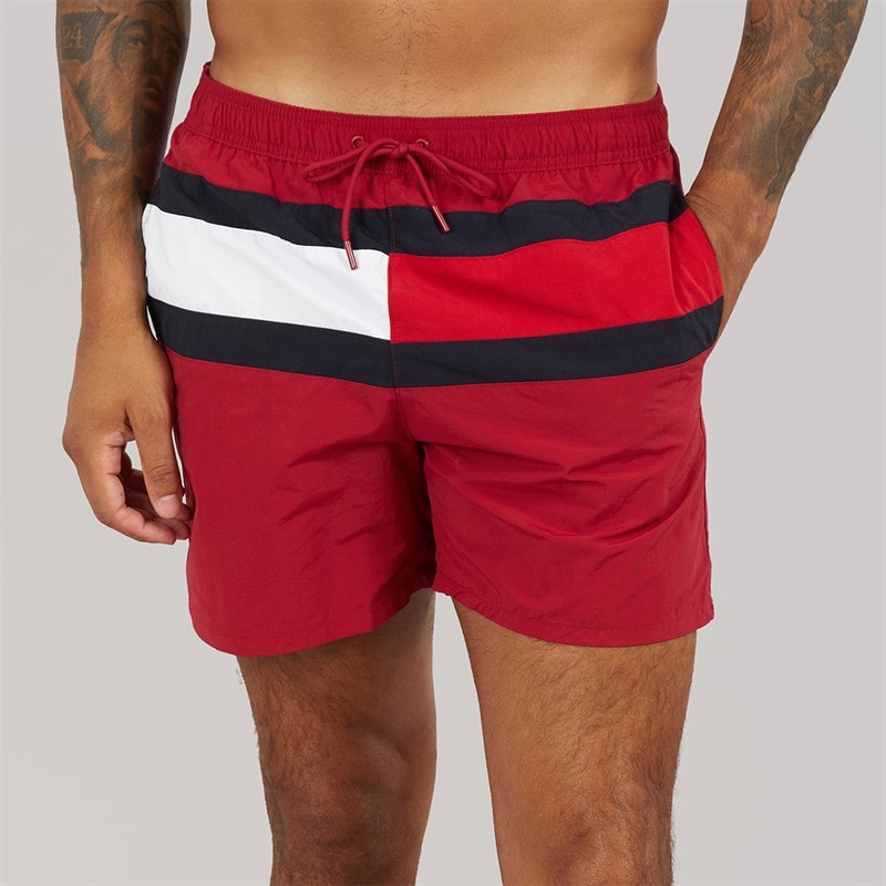 Tommy Hilfiger Mens Drawstring Swim Shorts Raspberry Juice