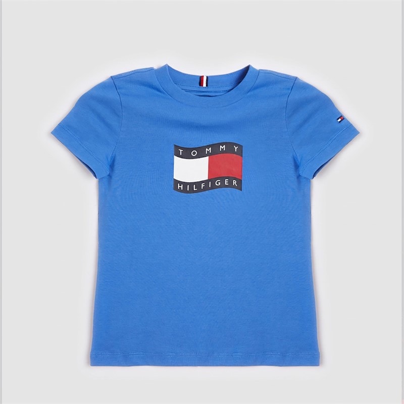 Tommy Hilfiger Boys Wavy Flag T-Shirt Empire Blue
