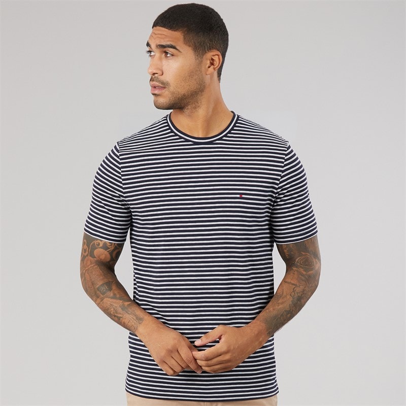 Tommy Hilfiger Mens Essential Seasonal Reg Fit T-Shirt Desert Sky/Ecru Stripe