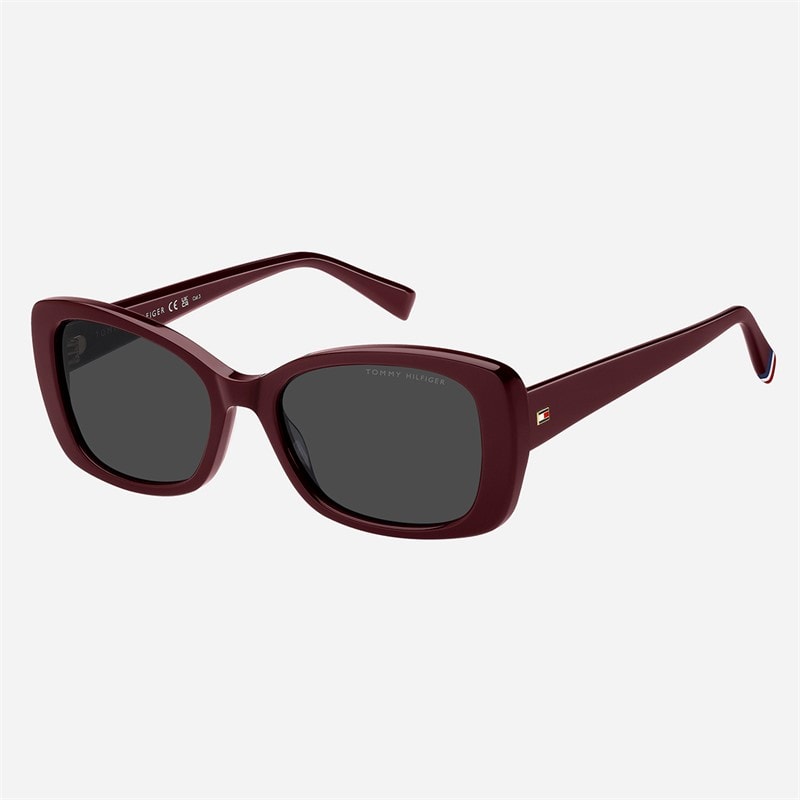 Tommy Hilfiger Womens Rectangular Sunglasses Burgundy 2