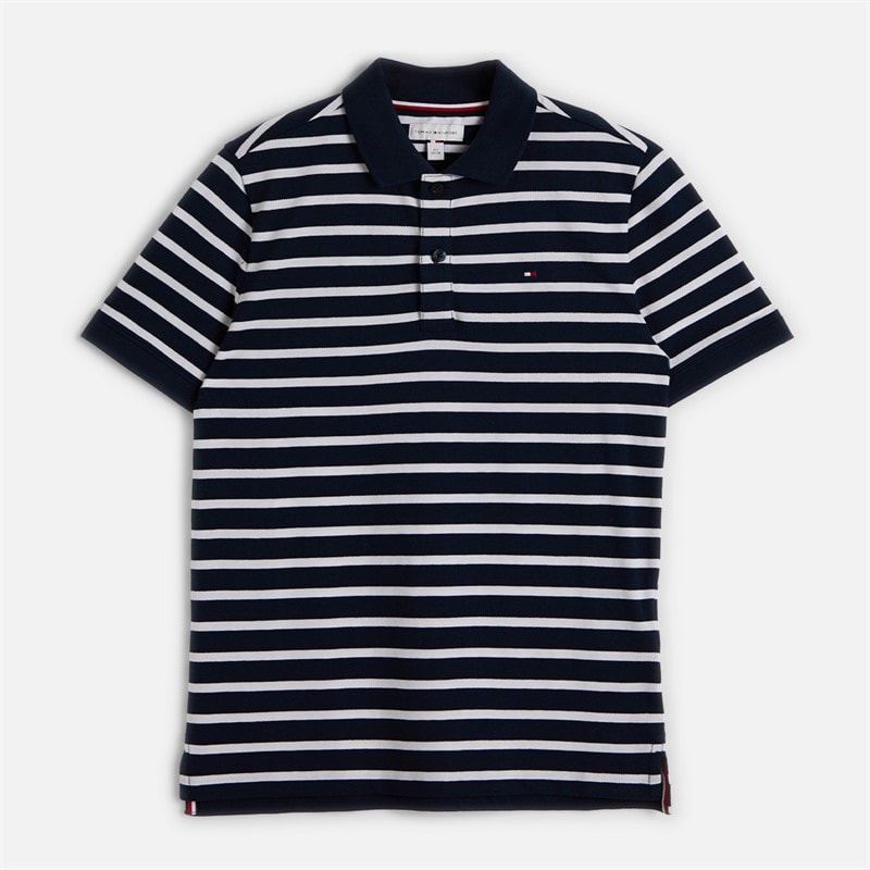 Tommy Hilfiger Boys Flag Polo Shirt Navy Stripe