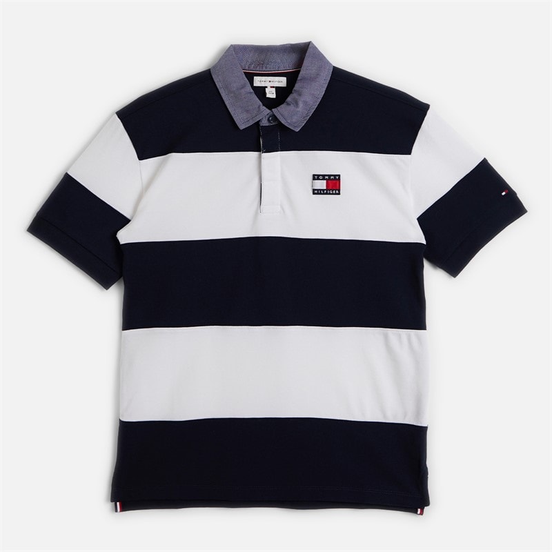 Tommy Hilfiger Boys Contrast Collar Rugby Shirt Night Navy