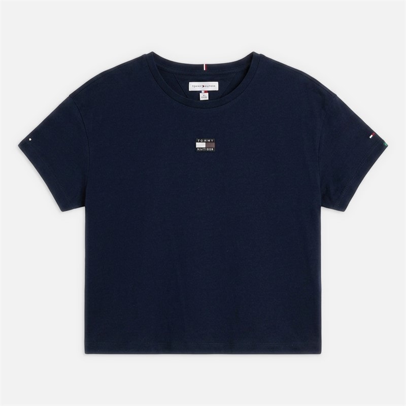 Tommy Hilfiger Girls Tonal Flag T-Shirt Night Navy