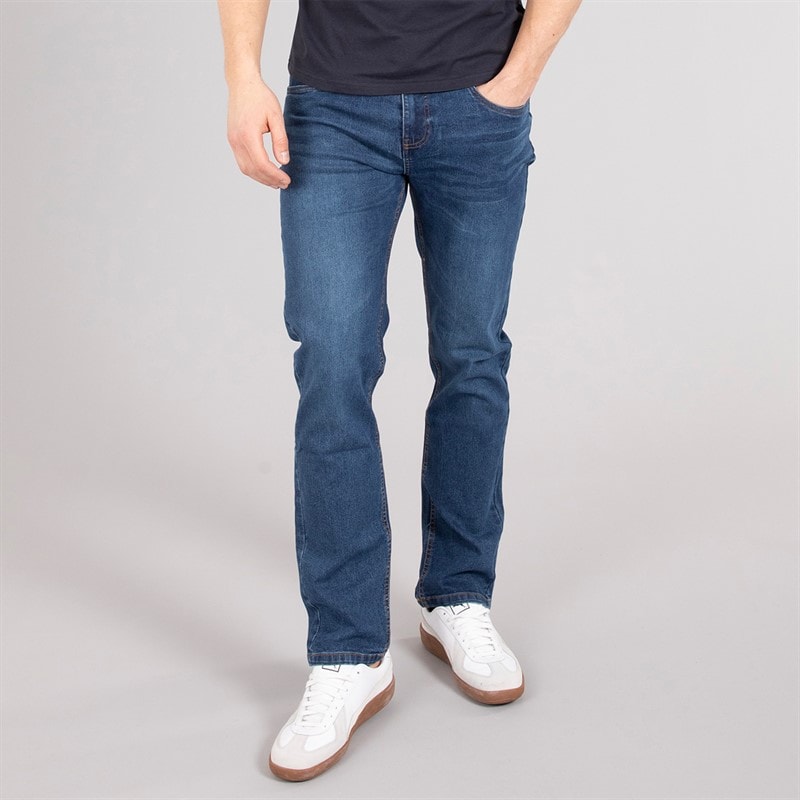 Tokyo Laundry Mens Shriner Straight Leg Jeans Indigo Wash