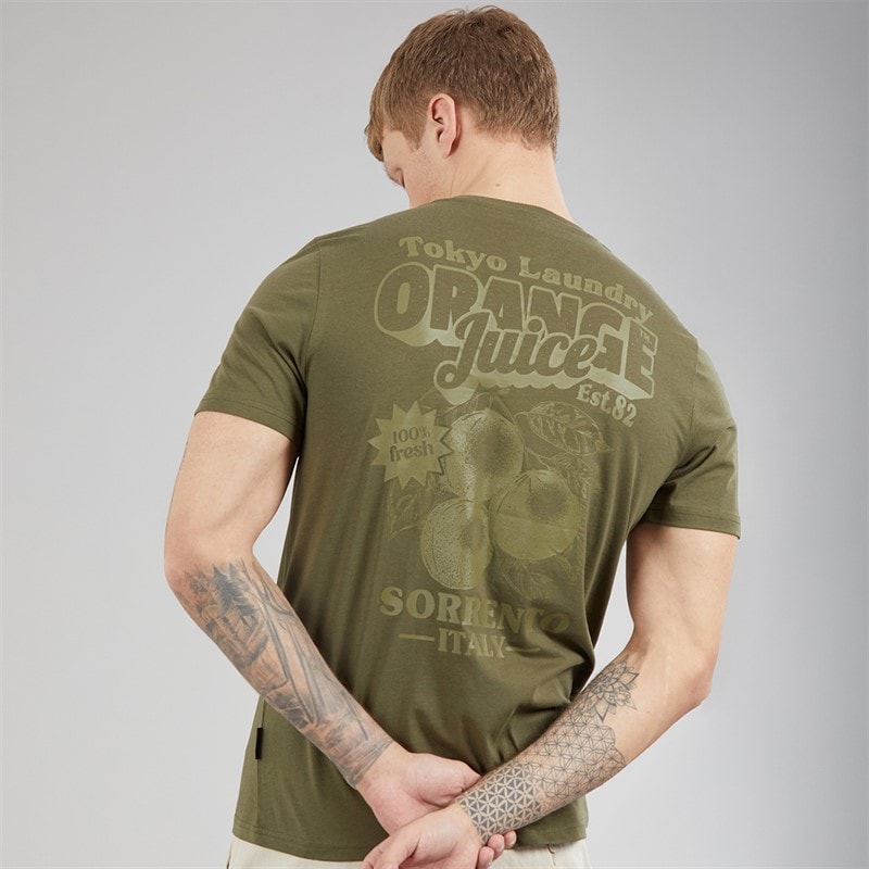 Tokyo Laundry Mens Men's Orange Juice T-Shirt Grape Leaf