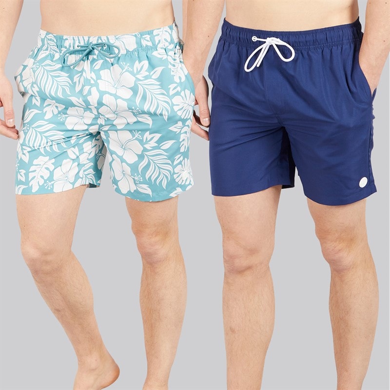 Tokyo Laundry Mens Tahan Two Pack Swim Shorts Multi