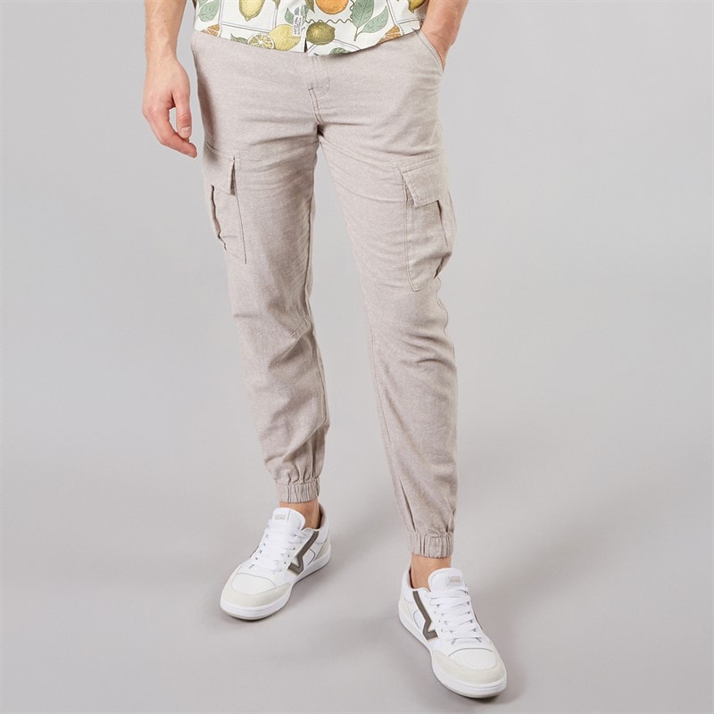 Tokyo Laundry Mens Idas Linen Cargo Trousers Sand