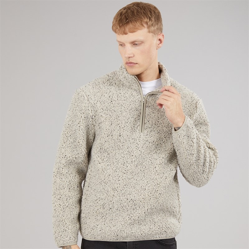 Tokyo Laundry Mens Tate Quarter Zip Fleece Beige