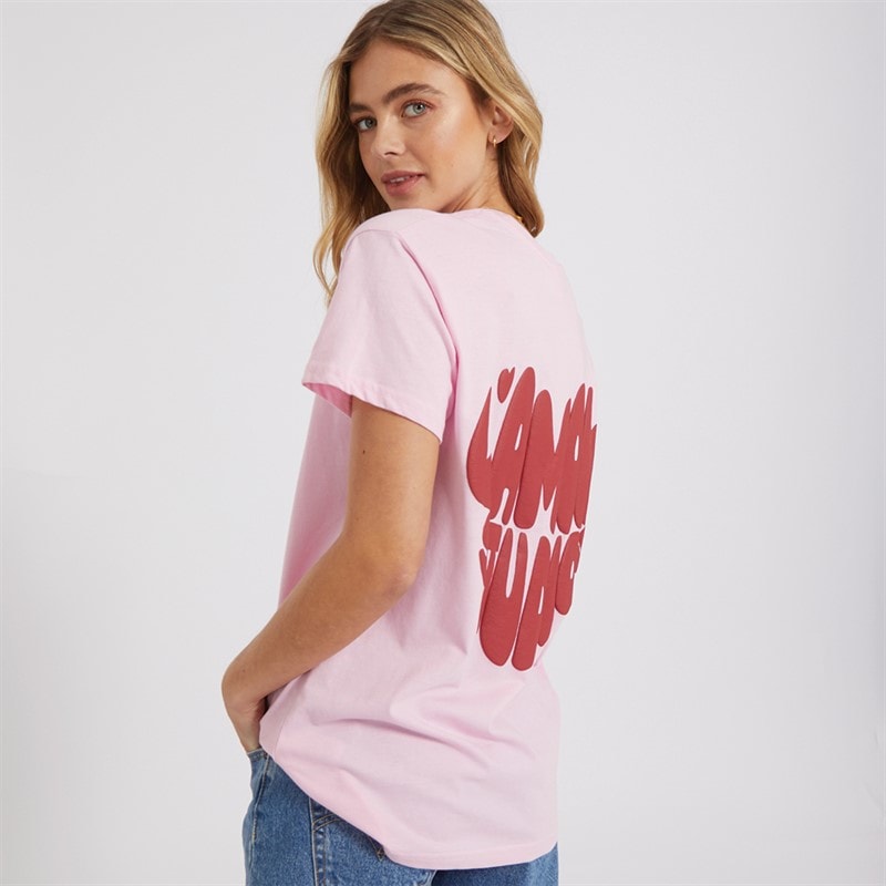 L'amore Couture Womens Luisiana Oversized T-Shirt Baby Pink/Red