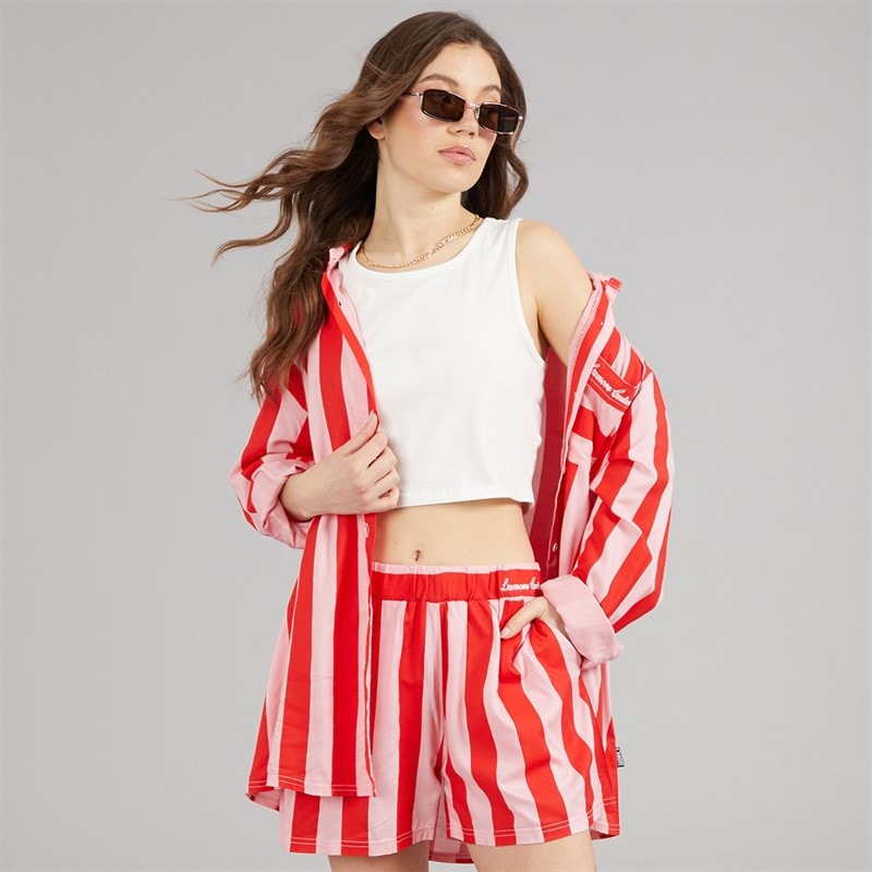 L'amore Couture Womens Corfu Shirt and Shorts Set Red/Pink