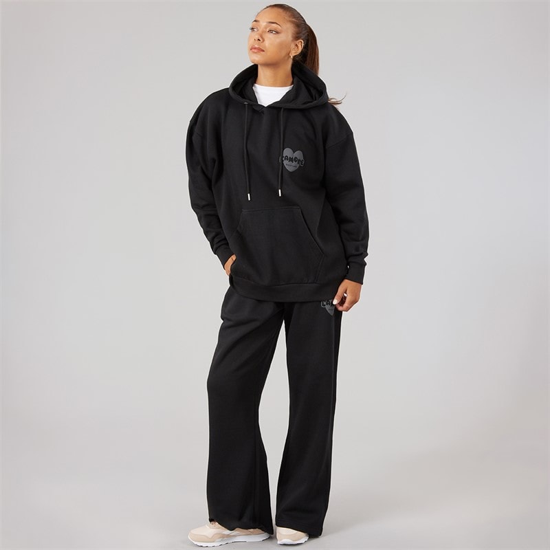 L'amore Couture Womens Brinas Hoodie And Wide Leg Joggers Tracksuit Black