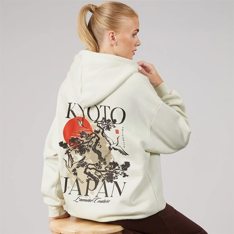 L'amore Couture Womens Japan Hoodie Cream