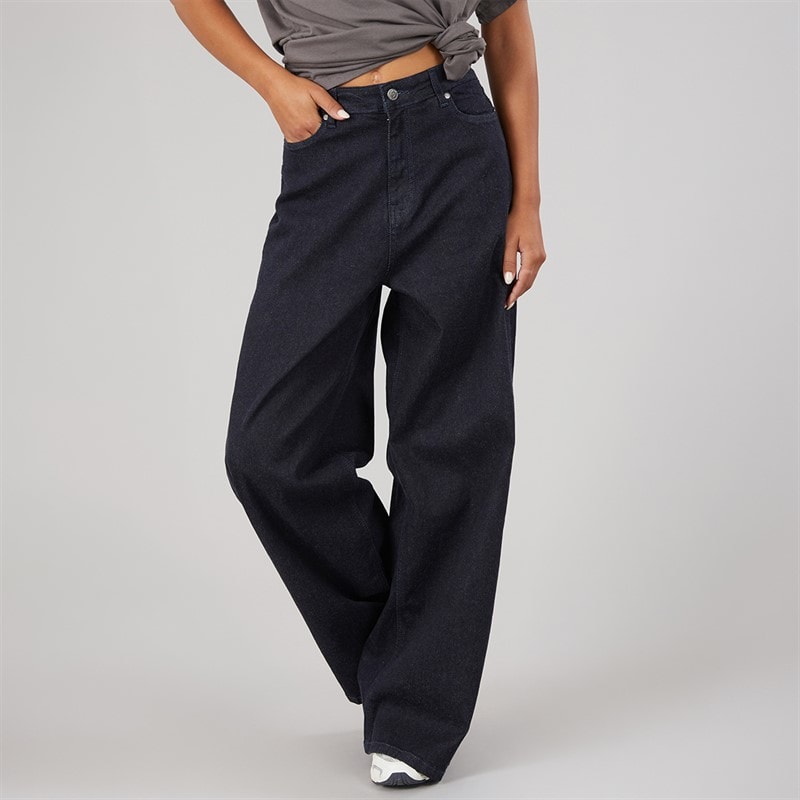 L'amore Couture Womens Tyra Wide Jeans Dark Blue