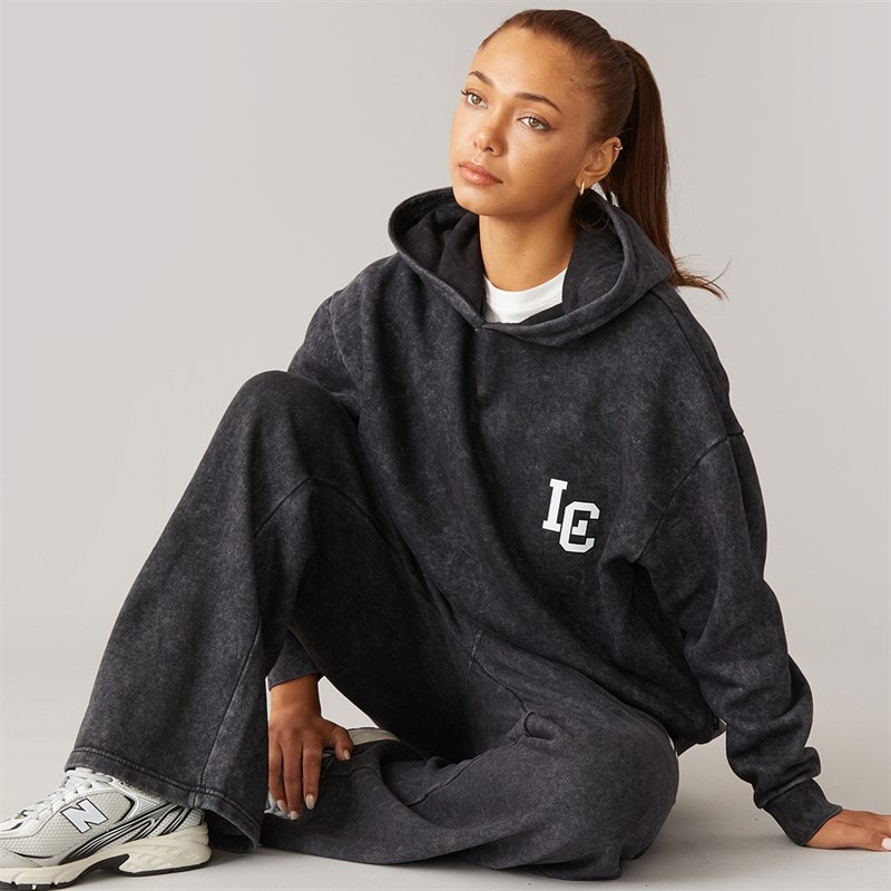 L'amore Couture Womens Benton Hoodie And Wide Leg Joggers Tracksuit Black