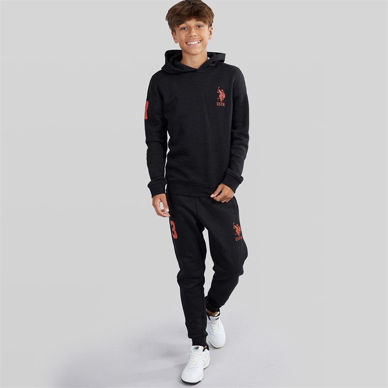 U.S. POLO ASSN. Boys Player 3 Hoodie And Joggers Tracksuit Black