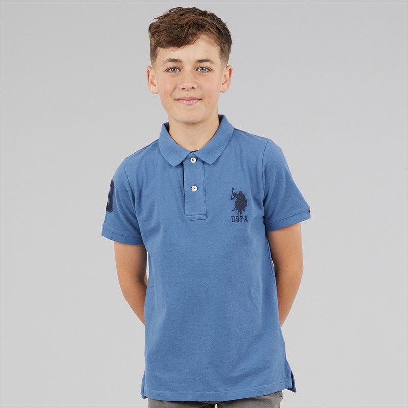 U.S. POLO ASSN. Boys Player 3 Pique Polo Shirt Blue Horizon