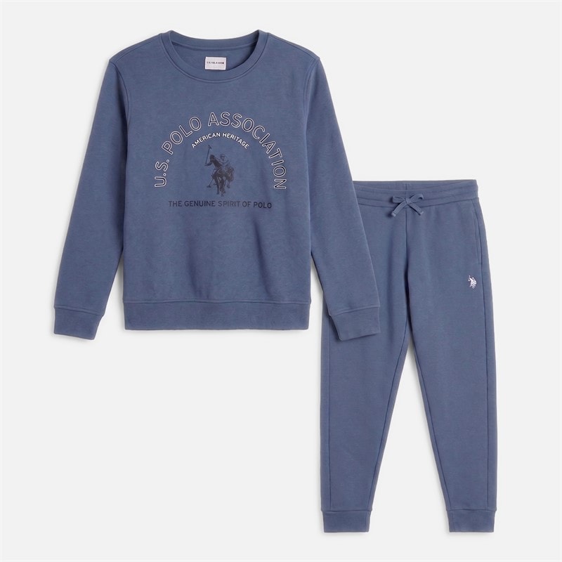 U.S. POLO ASSN. Boys Graphic Sweatshirt And Joggers Tracksuit Blue Horizon