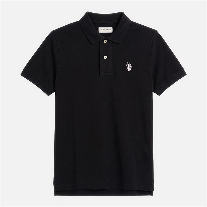 U.S. POLO ASSN. Boys DHM Pique Polo Shirt Black/Bright White DHM Black Bright White Dhm