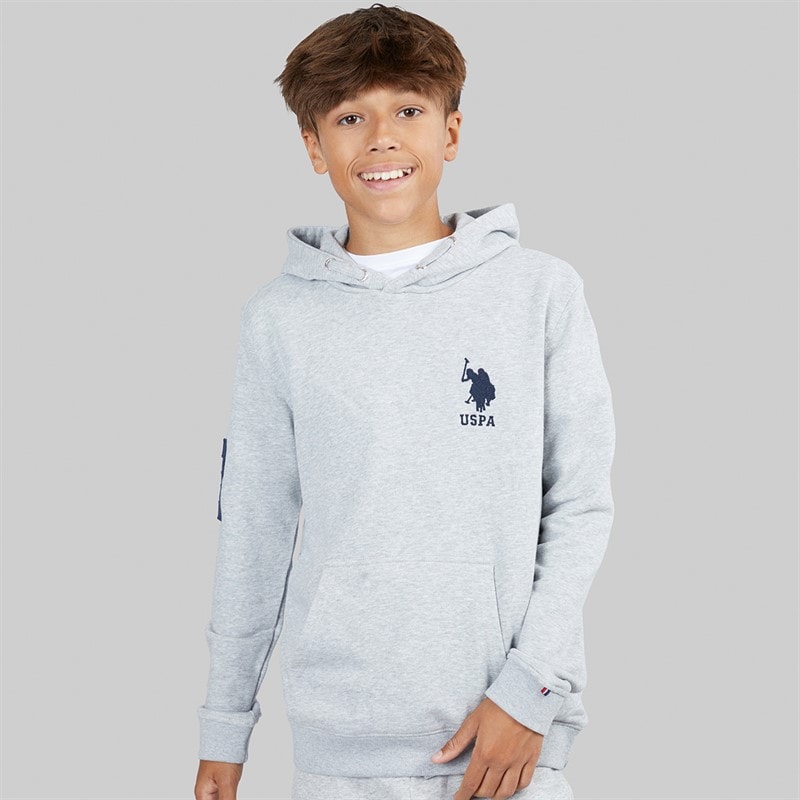 U.S. POLO ASSN. Boys Player 3 LB Hoodie Mid Grey Marl