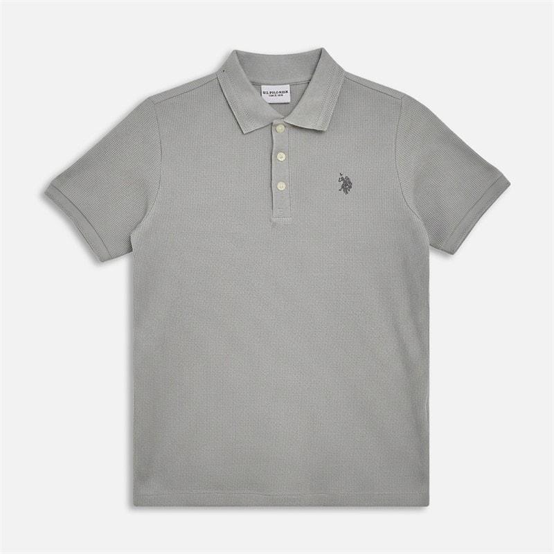 U.S. POLO ASSN. Boys Waffle Texture Polo Shirt High Rise