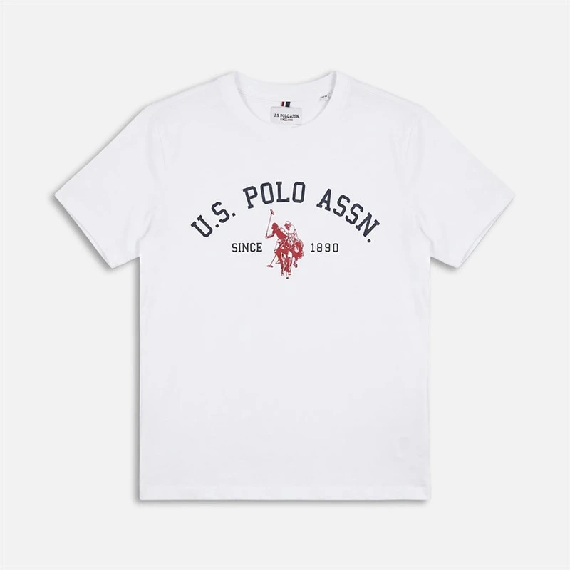 U.S. POLO ASSN. Boys Signature Arch Print T-Shirt Bright White