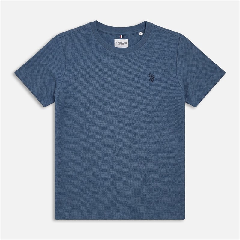 U.S. POLO ASSN. Boys Herringbone Texture T-Shirt Vintage Indigo