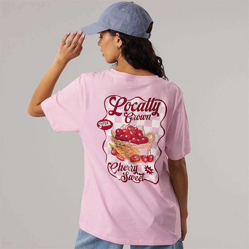 Weekend Vibes Womens Cherise T-Shirt Pink Lady