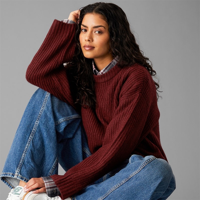 JJXX Womens Sigga Crew Neck Knitted Jumper Cabernet