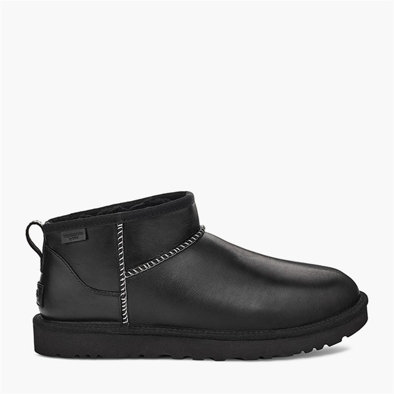 UGG® Mens Classic Ultra Mini Leather Regenerate Boots Black