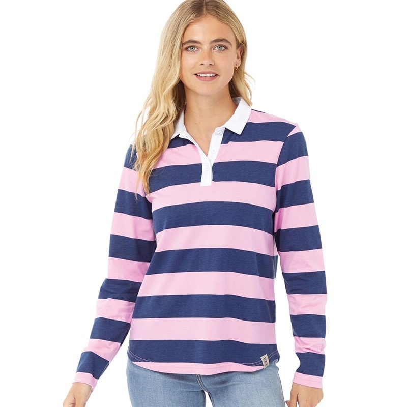 Lagooners Womens Heritage Polo Shirt Navy/Pink