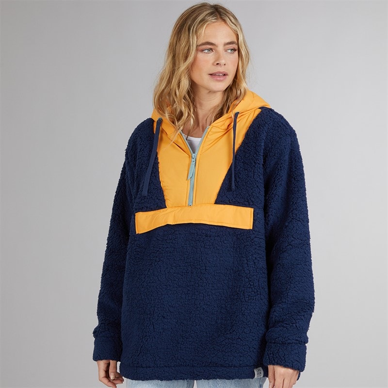 Lagooners Womens Myla Zip Neck Hooded Fleece Navy/Orange