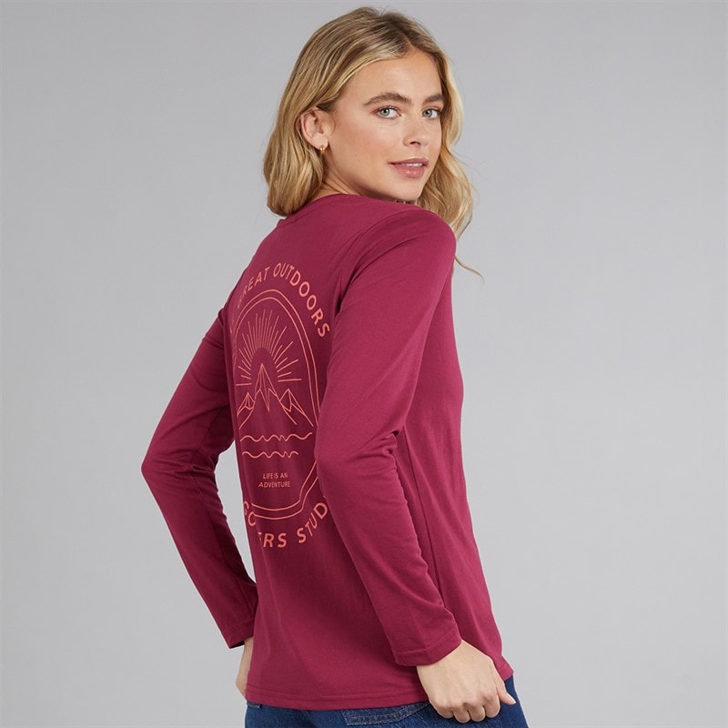Lagooners Womens Peace And Love Long Sleeve T-Shirt Charcoal