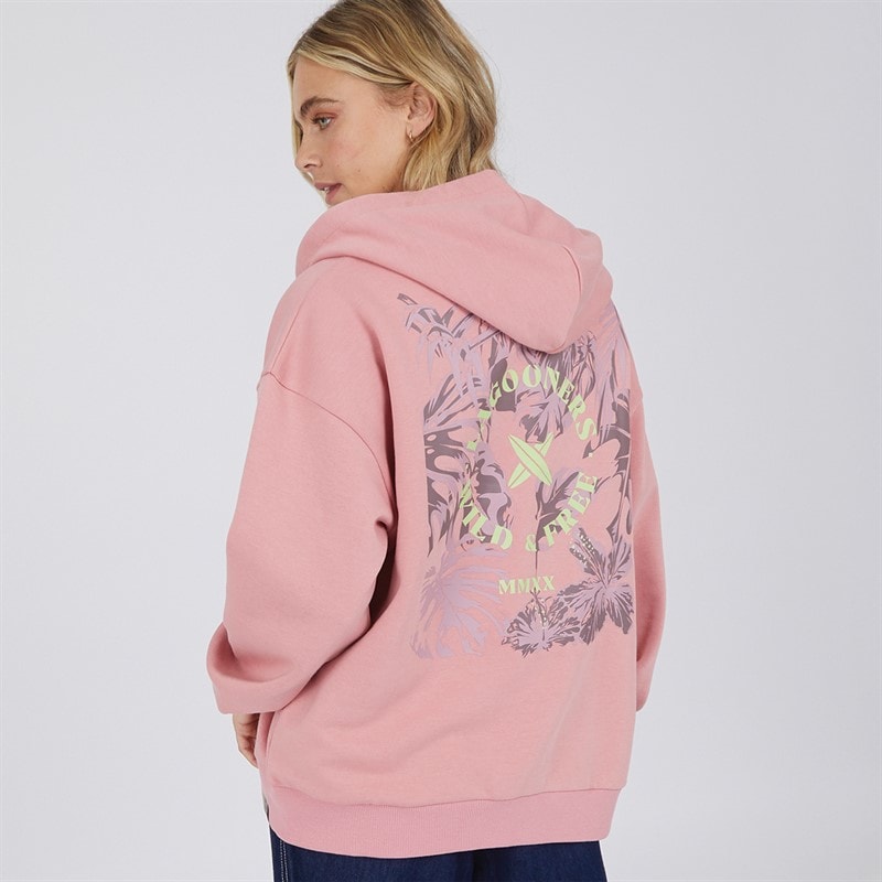 Lagooners Womens Vine Zip Thru Hoodie Peach Pink