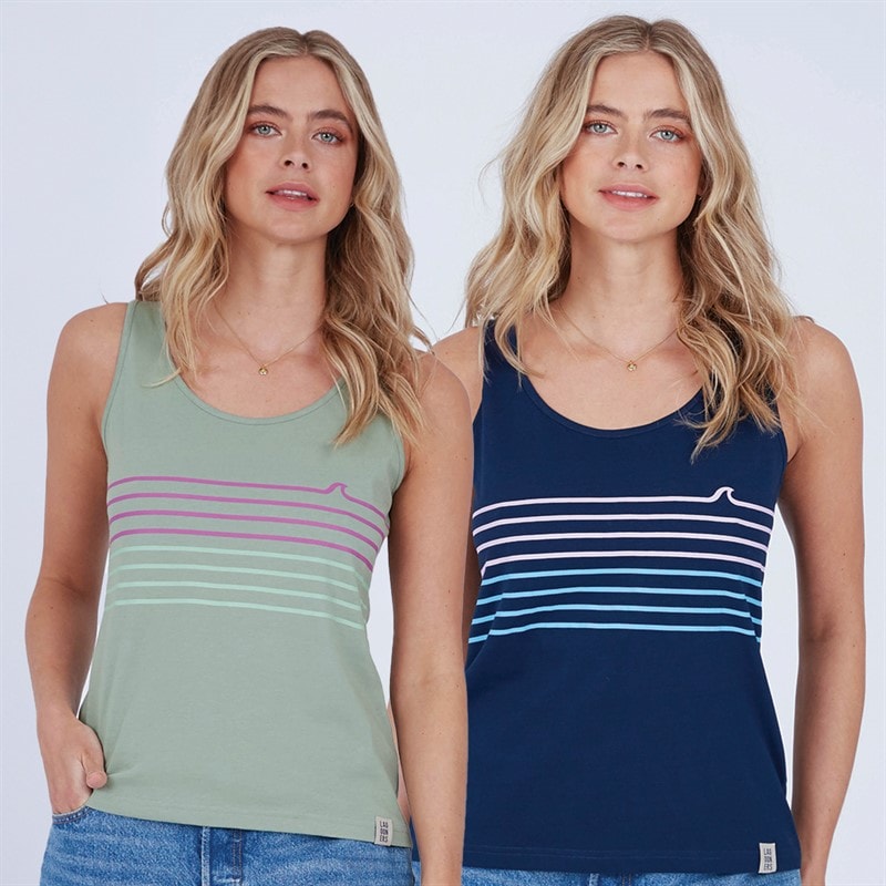 Lagooners Womens Raina Two Pack Vests Navy/Green Bay