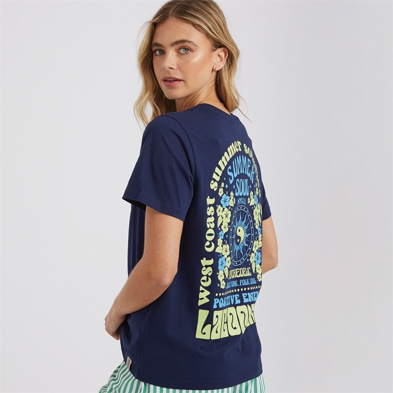 Lagooners Womens Psychedelic T-Shirt Navy