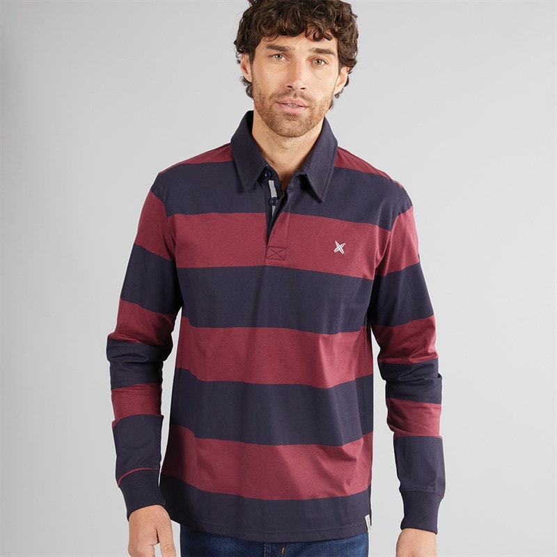 Lagooners Mens Cedar Rugby Top Burg/Navy
