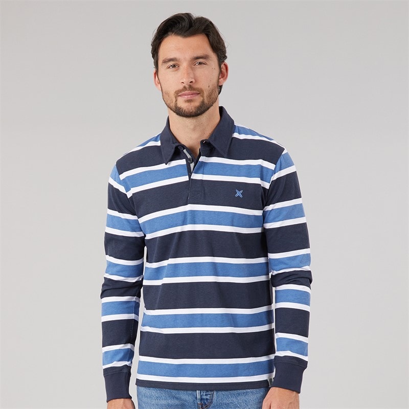 Lagooners Mens Baltic Rugby Top Dark Navy/Blue/White