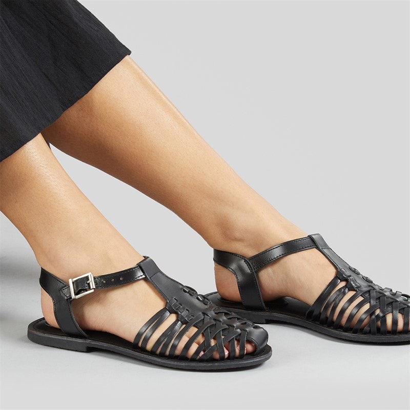 Lagooners Womens Isla Sandals Black Leather