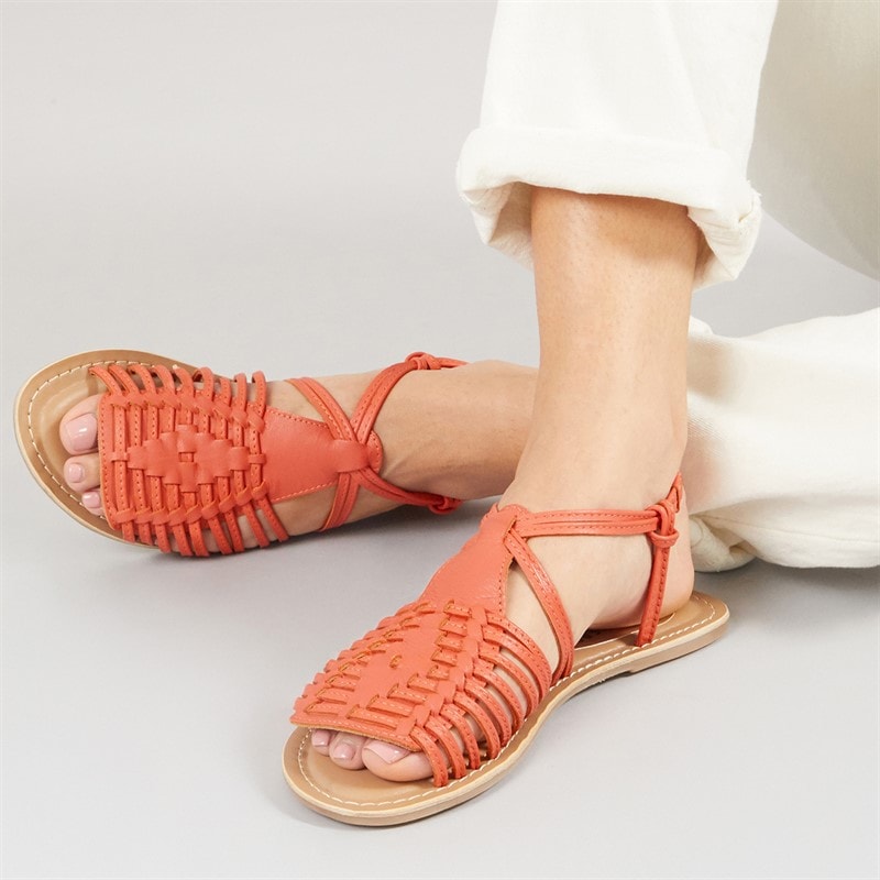 Lagooners Womens Lily Sandals Coral Leather