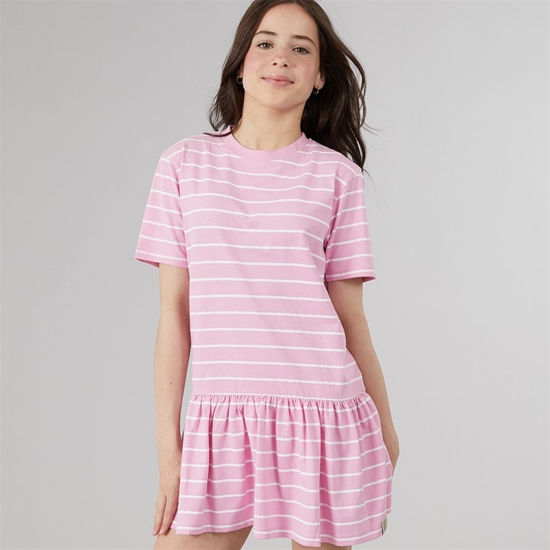 Lagooners Girls Ruby Stripe Dress Pale Pink