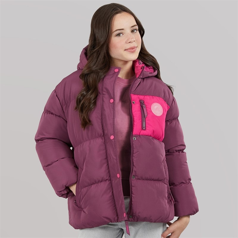 Lagooners Girls Brekon Short Puffer Coat Burgundy