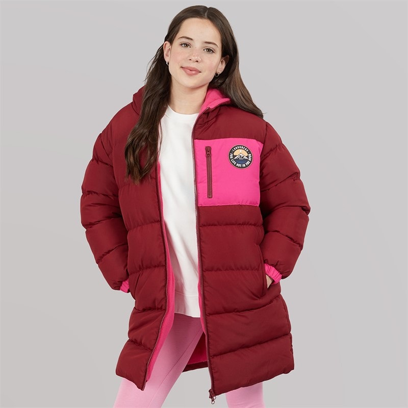 Lagooners Girls Thmfield Long Puffer Coat Plum