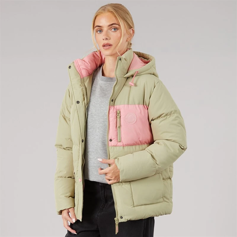 Lagooners Womens Aven Short Puffer Jacket Khaki