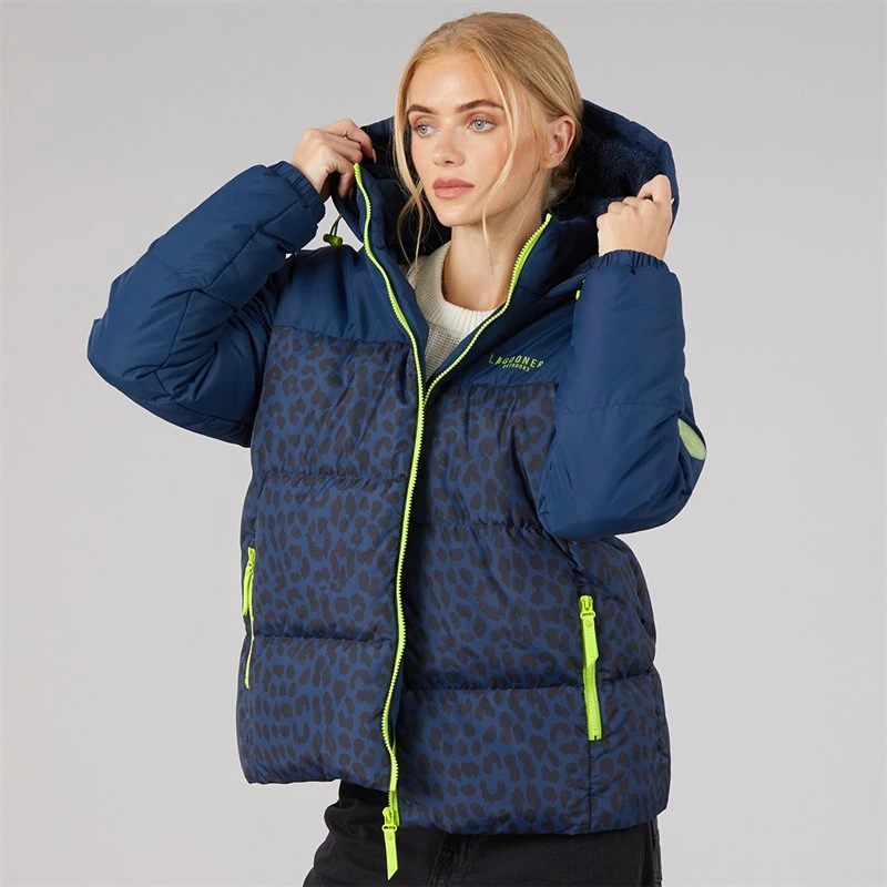Lagooners Womens Aussie Short Puffer Jacket Leopard