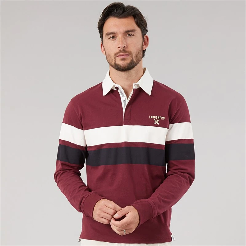 Lagooners Mens Flint Rugby Peached Polo Shirt Burg