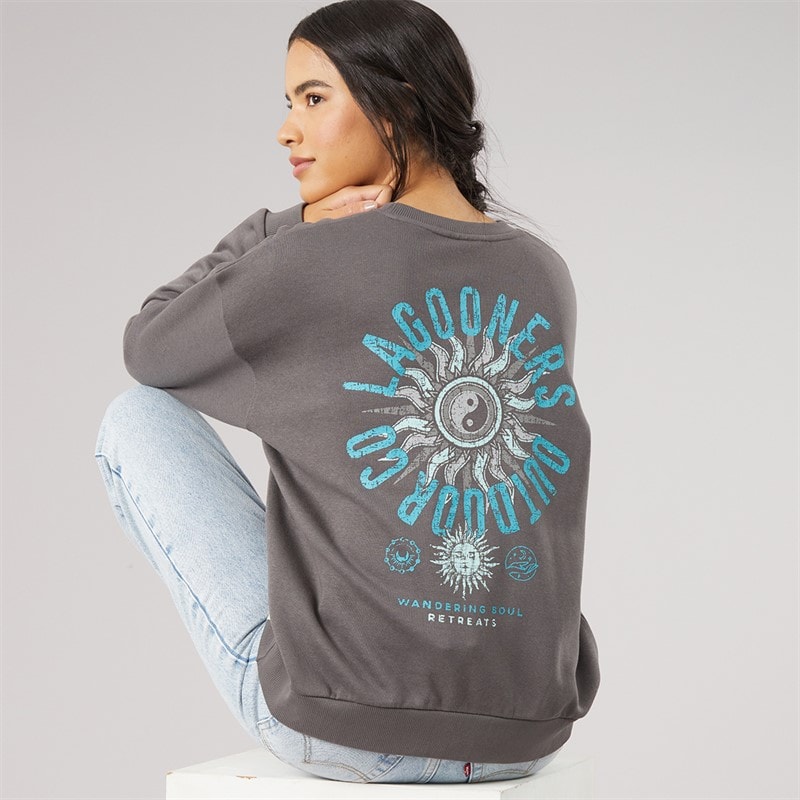 Lagooners Womens Fogmere Graphic Sweatshirt Charcoal