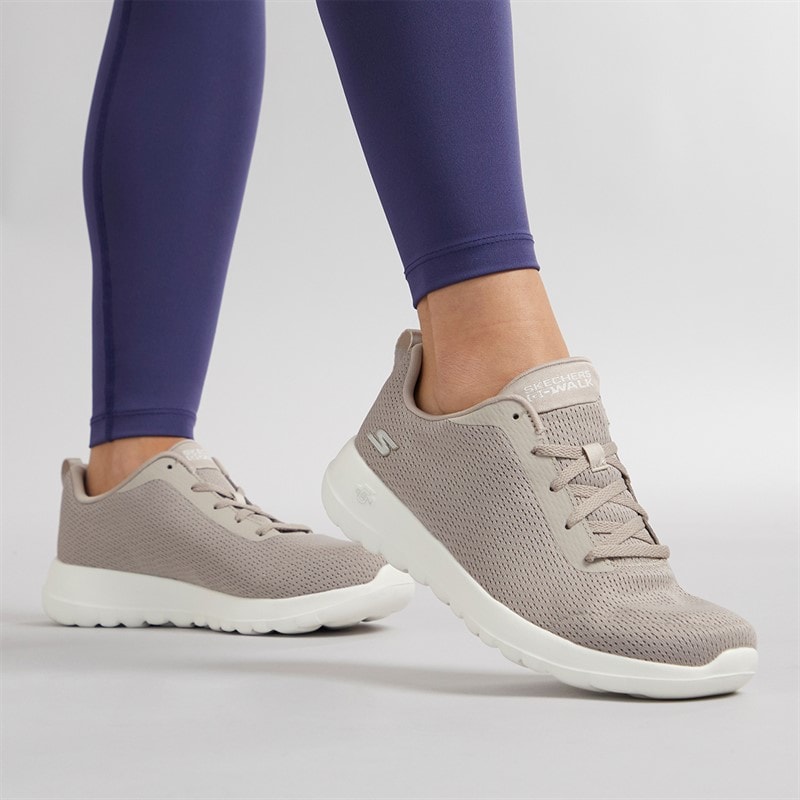 SKECHERS Womens Go Walk Joy Aurelia Trainers Taupe/White